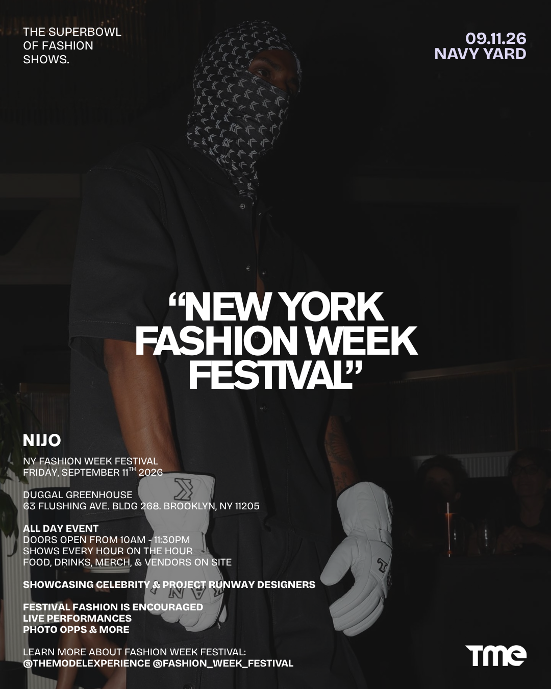 New York Fashion Week Festival — NIJO, September 11, 2026, Duggal Greenhouse Brooklyn